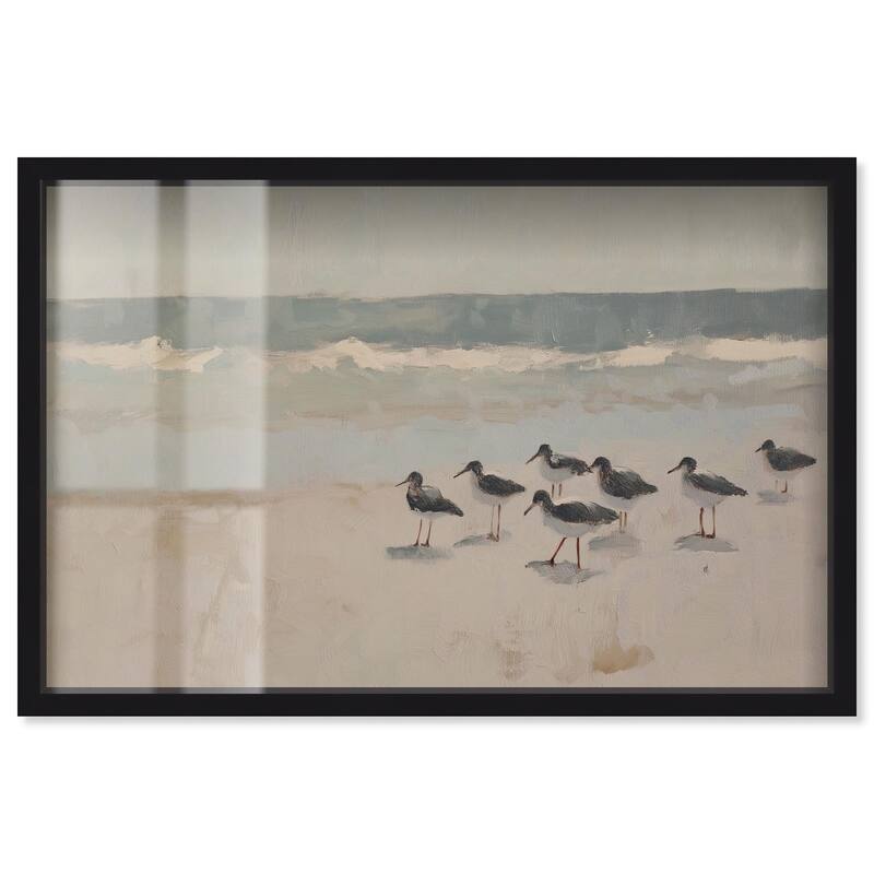 Seagulls at the Beach II Shadowbox by Art Remedy - Black - 36" x 24"