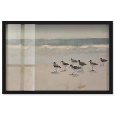 Seagulls at the Beach II Shadowbox by Art Remedy