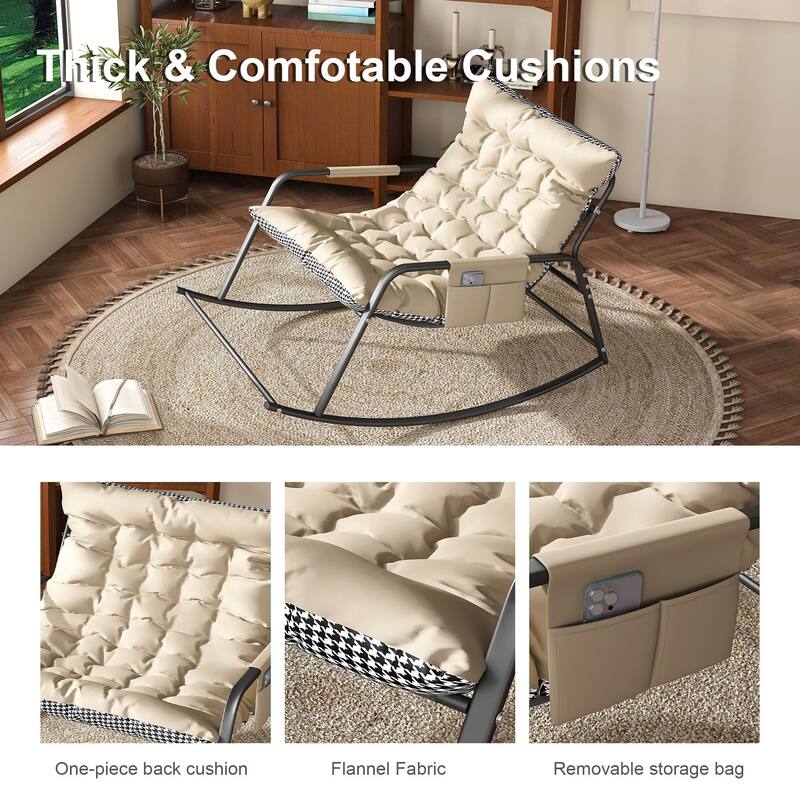All-Season Comfort Storage Rocking Chair with Cushions & Armrests