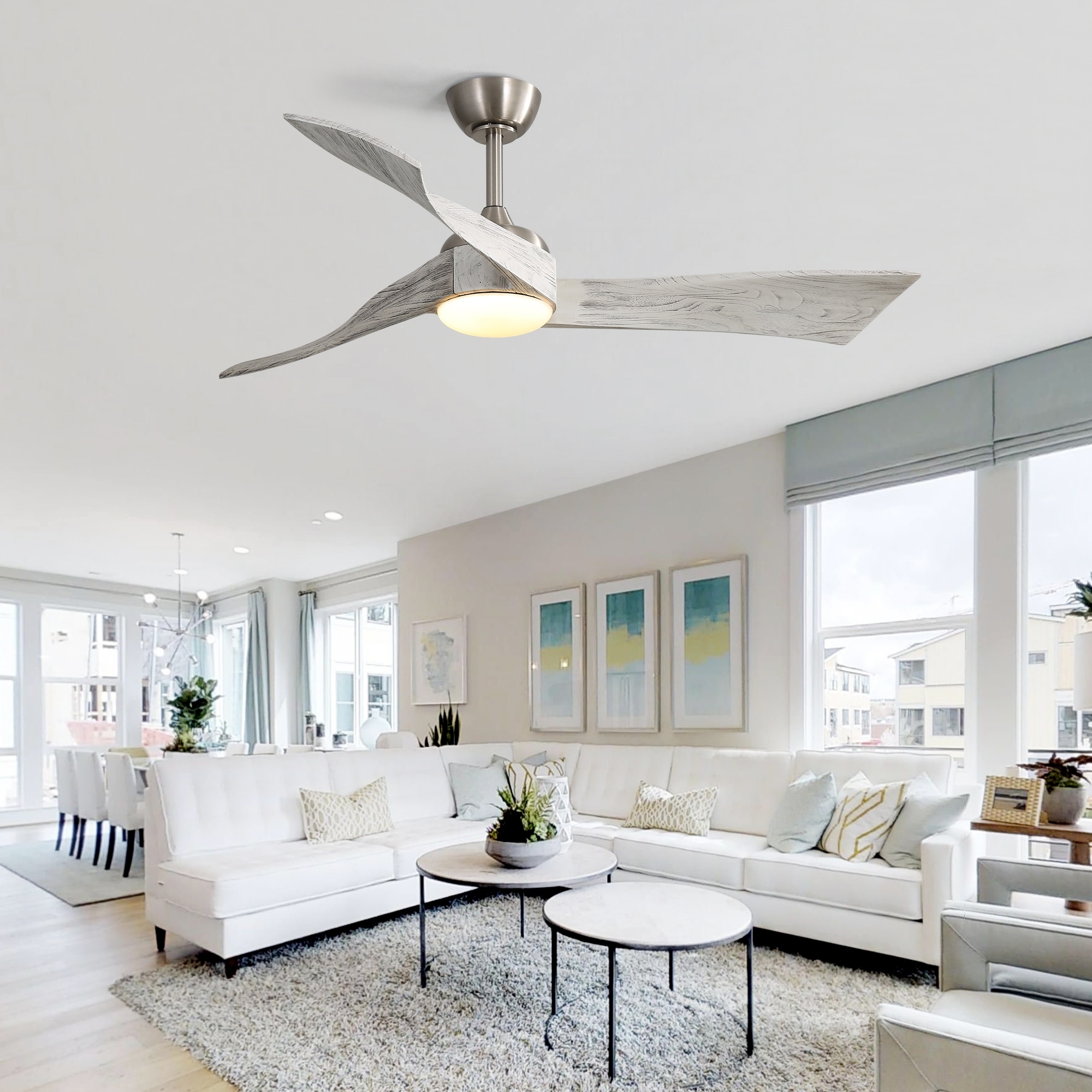 Modern Ceiling Fan Light with Light and 6 Adjustable Wind Speeds, DC Motor for Bedroom and Living Room