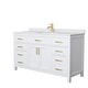 preview thumbnail 39 of 44, Beckett 60 Inch Single Vanity, Cultured Marble Top White, Gold Trim, White Cultured Marble Top