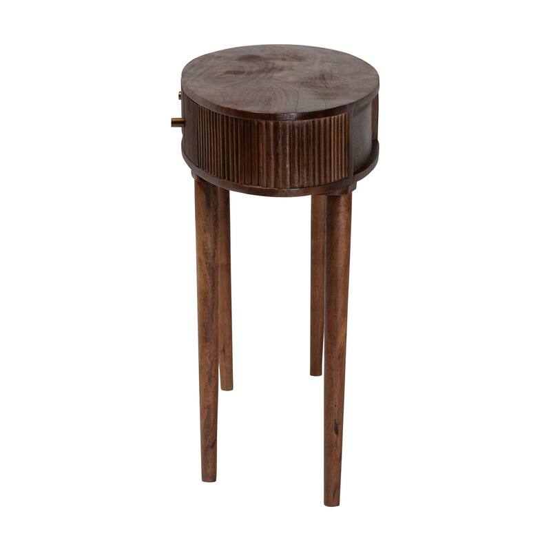 Linore Fluted Wood Console Table - 2-Drawer Oval Accent Table for Living Room or Entryway