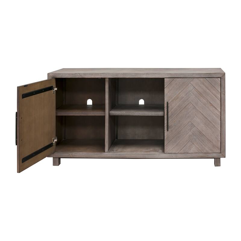 60" TV Console, Entertainment Stand, Wood Accent Cabinet, Fully Assembled, Gray - 60"W x 32"H x 16"D