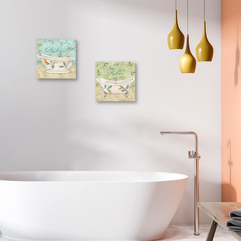 Spa Leaves Bath I, Spa Leaves Bath II by Cynthia Coulter Canvas Art Prints