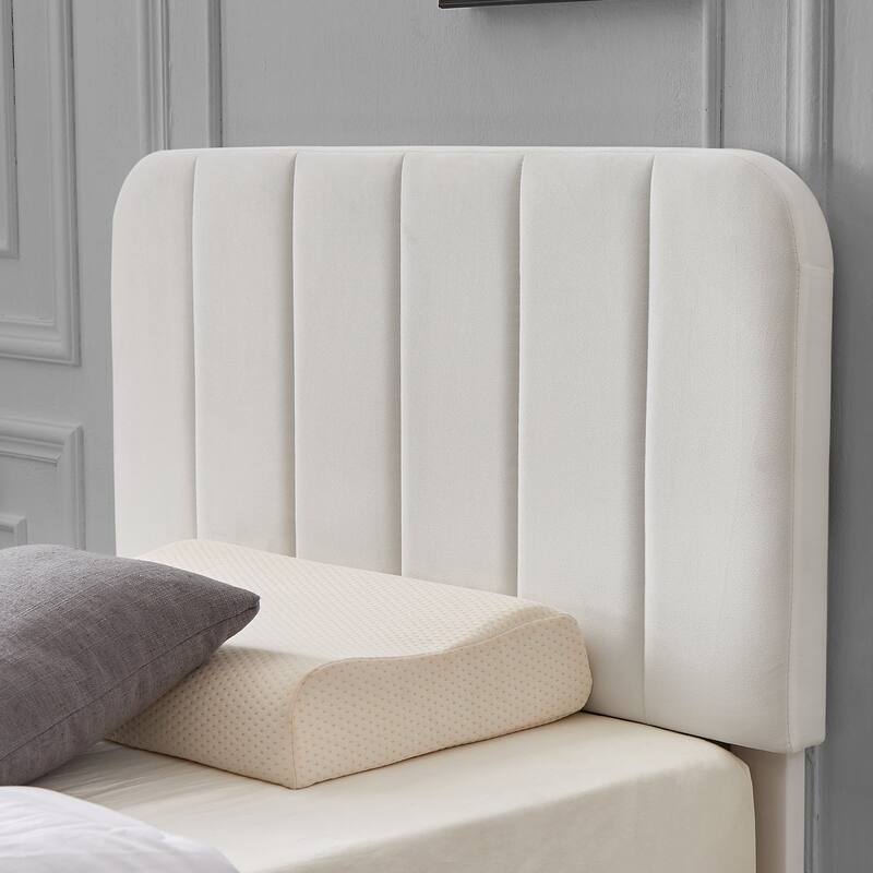 Kids Bed Frame, Height Adjustable Upholstered Bed, Twin Size Bed Set of 2