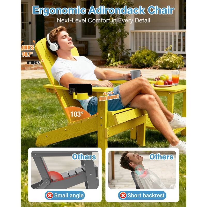 WINSOON All Weather HIPS Outdoor Plastic Adirondack Chairs Set of 2