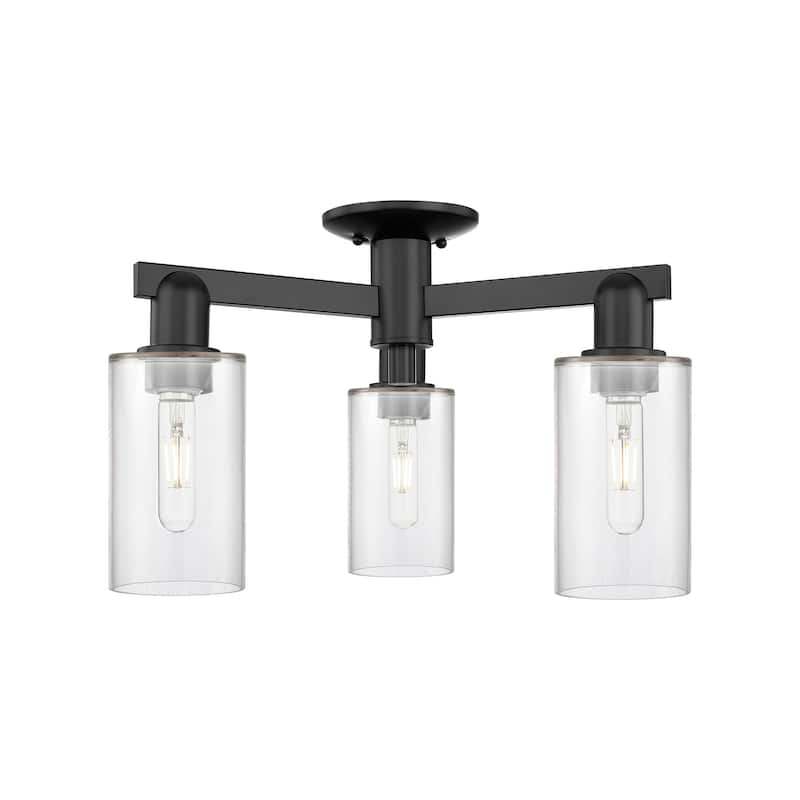 Innovations Lighting 716-3F-11-22 Clymer Semi-Flush Clymer 3 Light 22" - Matte Black / Clear