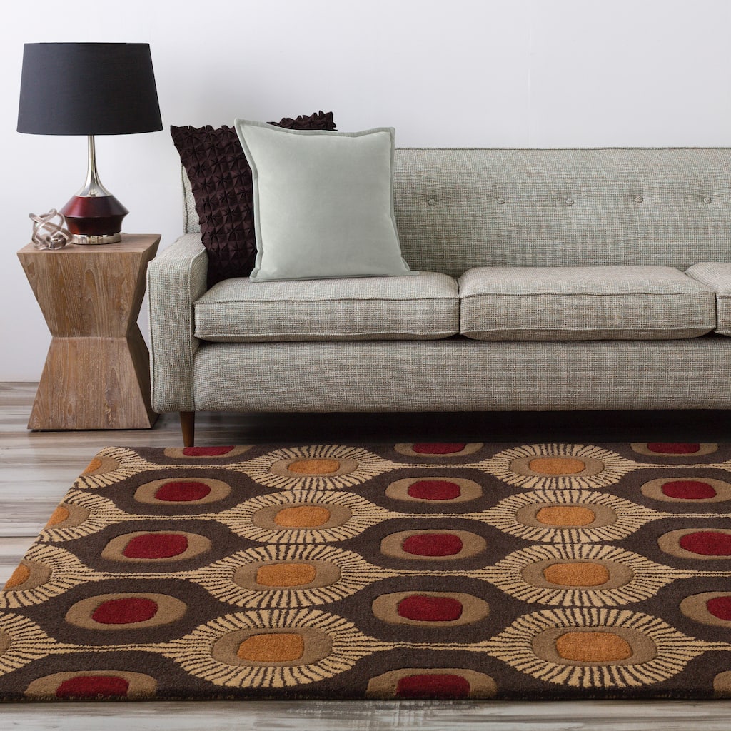 Hand-Tufted Ella Geometric Wool Area Rug - 8' Square - 8' Square
