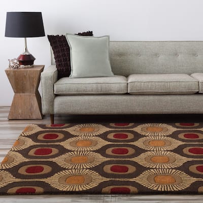 Hand-tufted Bastogne Espresso Moroccan Tile Wool Area Rug - 10' x 14' - 10' x 14'