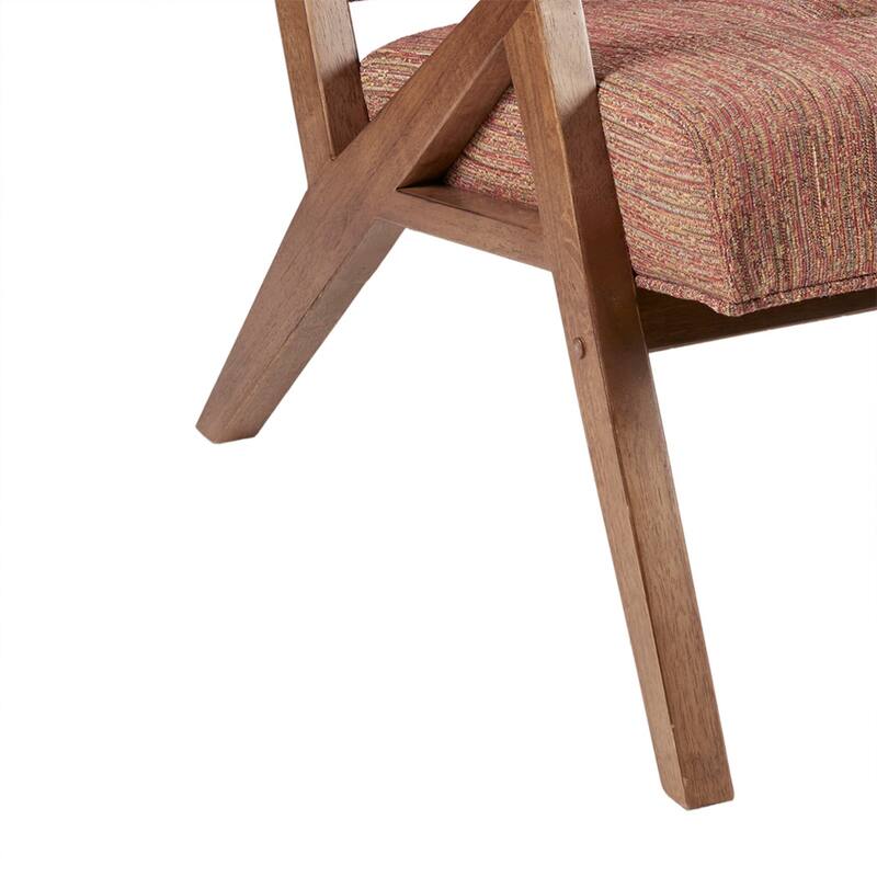 Roomfitters Mid-Century Lounge Chair with Tufted Upholstery, Solid Wood Frame and Supportive Foam Seat, Accent Armchair, Orange