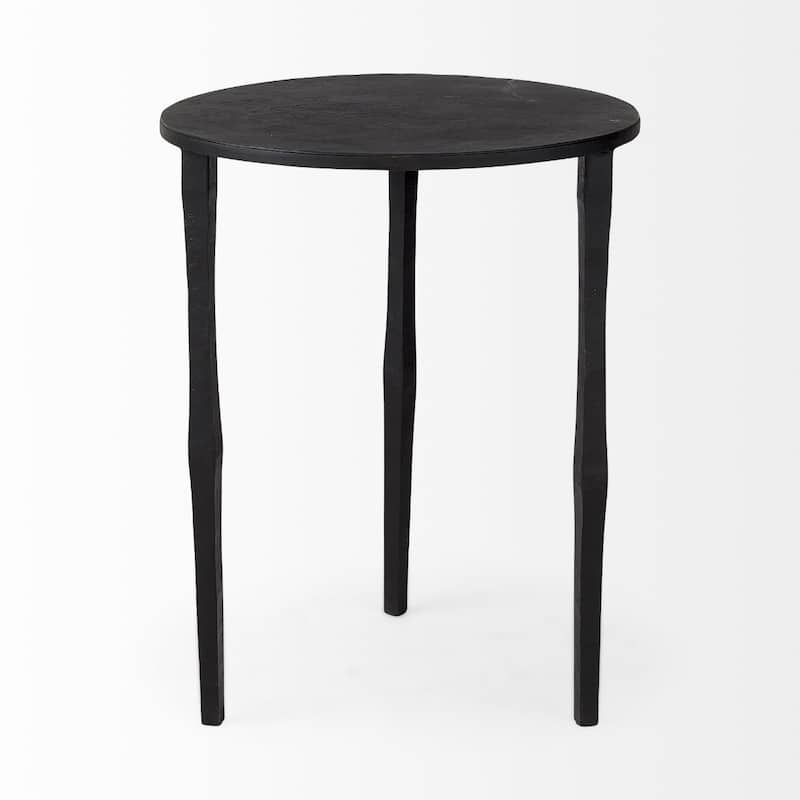 20 Inch Black Round Iron End Table with 3 Leg Base for Living Room - 16" x 16" x 20"
