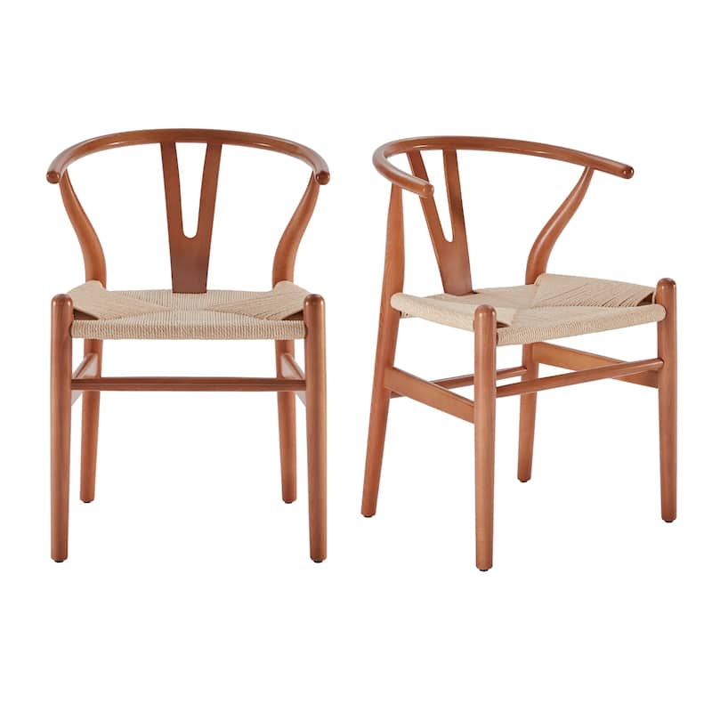 Wood Dining Room Chairs Mid Century Modern Wooden for Your Beach House, Fully Assembled, Set of2 - Walnut