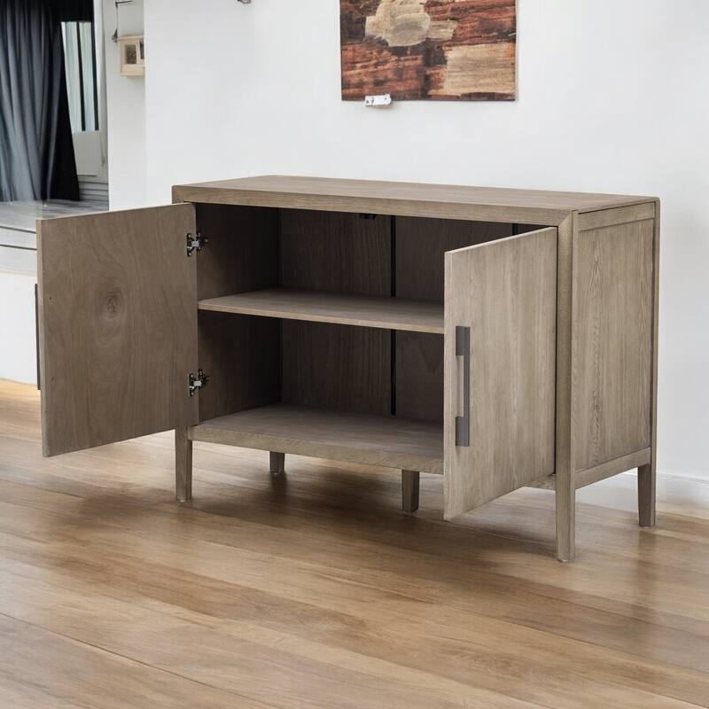 Storage Cabinet Sideboard with 2 Metal Handles, 2 Doors, and Adjustable Shelf for Living Room, Entryway, or Hallway