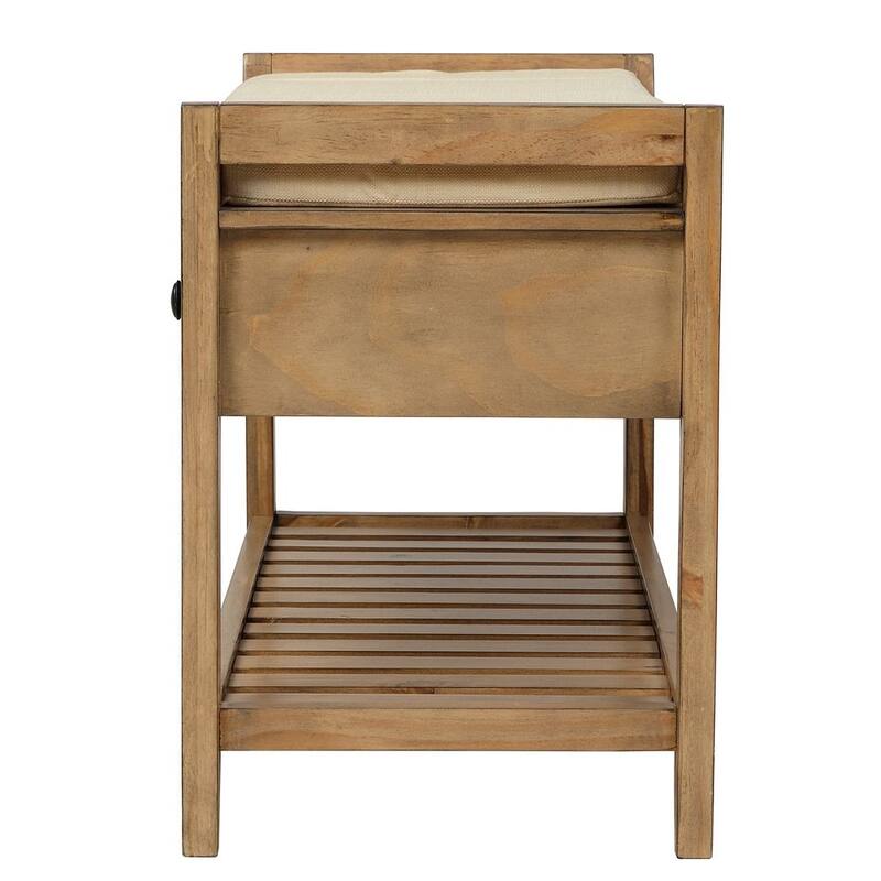 39" Modern Versatile Entry Upholstered Storage Bench with Shoe Rack and Drawers