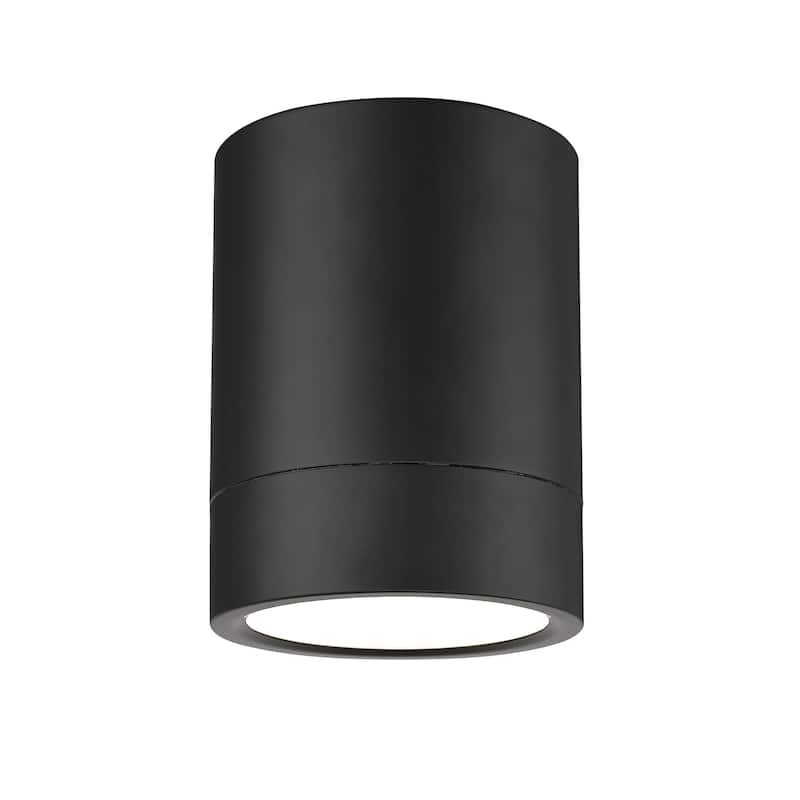 Algar by Z-Lite 1 Light Flush Mount in Matte Black with Frosted Acrylic Shade - Matte Black