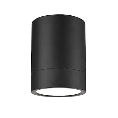 Algar by Z-Lite 1 Light Flush Mount in Matte Black with Frosted Acrylic Shade - Matte Black