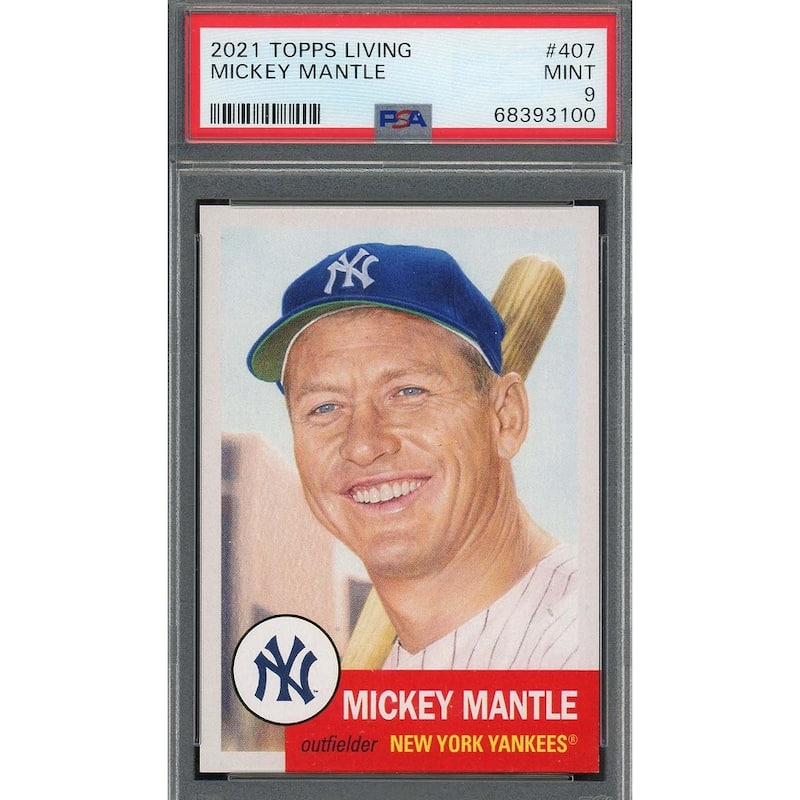 Mickey Mantle 2021 Topps Living Baseball Card #407 Graded PSA 9 - 8'6" x 11'6"