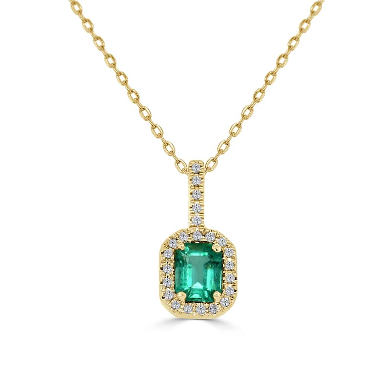 Joelle Collection Precious Octagon & Diamond Pendant Necklace 14K Gold Sapphire, Ruby & Emerald - Green - Emerald - Yellow