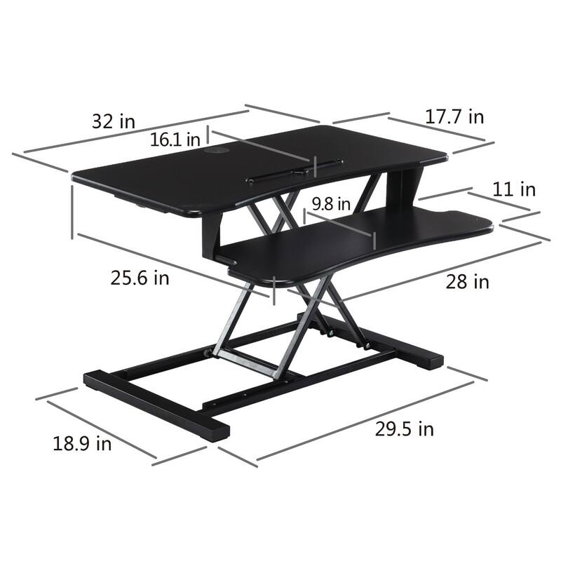 32'' Adjustable Height Standing Desk Converter Dual Monitor Workstation