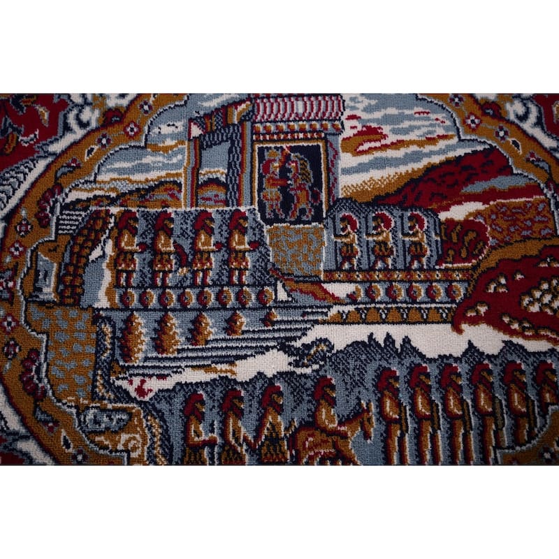 Animals Pictorial Tabriz Turkish Area Rug Machine Made Carpet - 9'9" x 12'6"