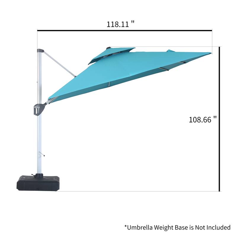 Clihome 10ft Outdoor Patio Cantilever Square Umbrella with Protective Cover