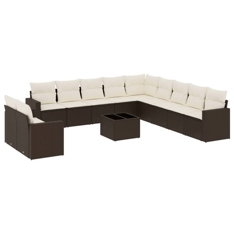 vidaXL Garden Sofa Set Brown PE rattan, powder-coated steel, tempered glass - 21.7 x 21.7 x 14.6