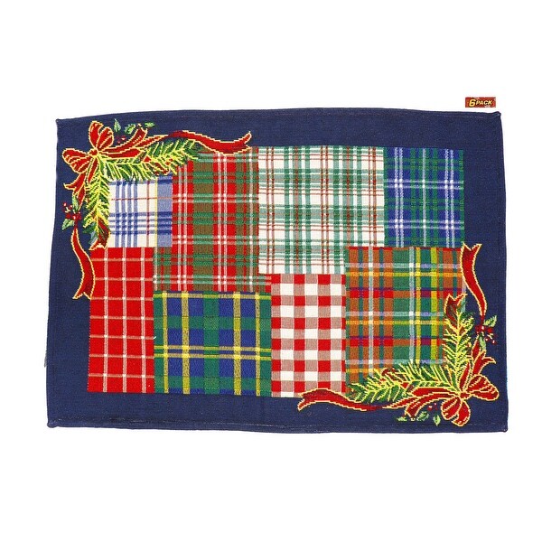 Homvare Holiday Tapestry Set of 6 Placemats - Christmas Plaid
