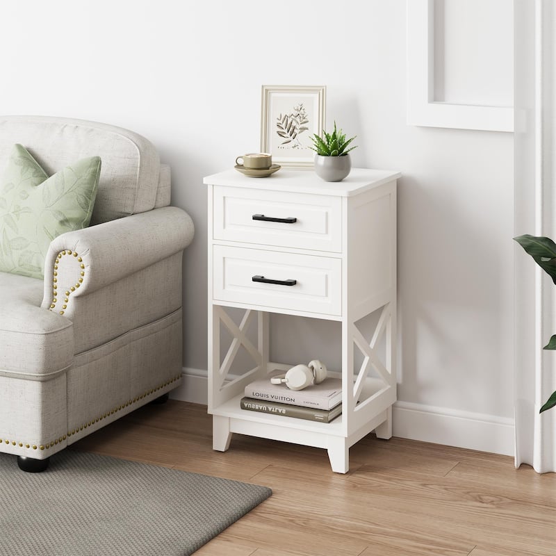 2-Drawer Nightstand - White
