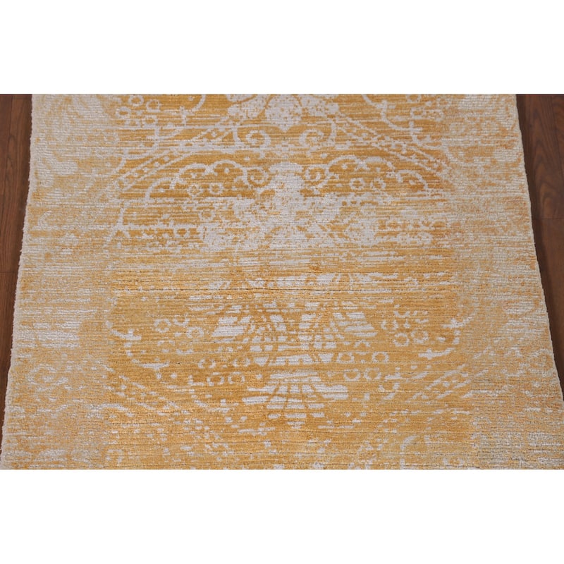 Gold Modern Abstract Accent Rug Handmade Wool Carpet - 2'8"x 4'9"