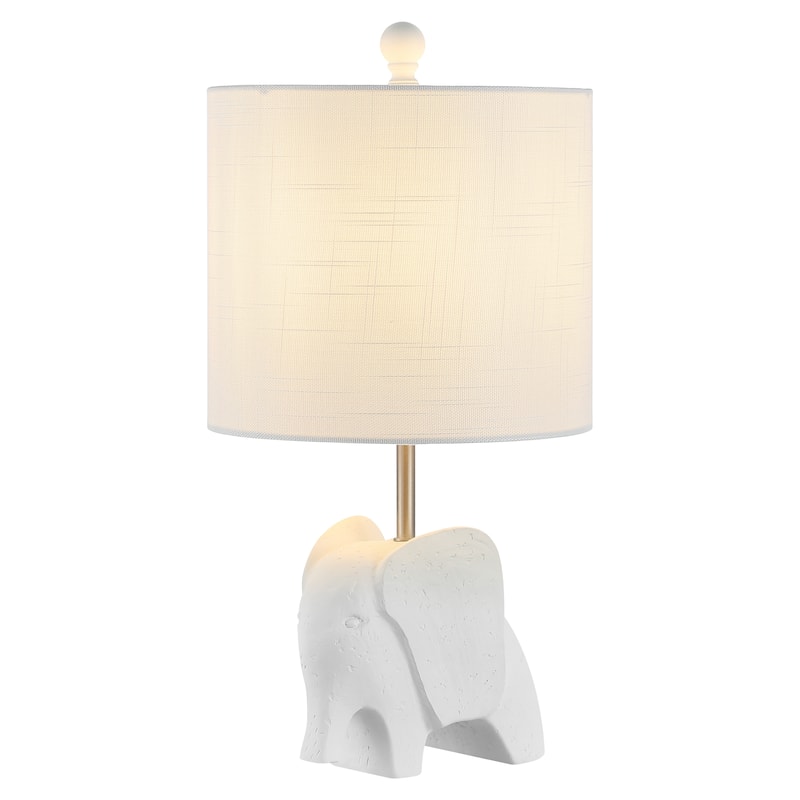 Harlow 17.5" Eclectic Southwestern Resin/Iron Elephant LED Kids Table Lamp, by JONATHAN Y - White