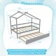 preview thumbnail 13 of 20, Kids Twin Size House Bed with Trundle and Roof