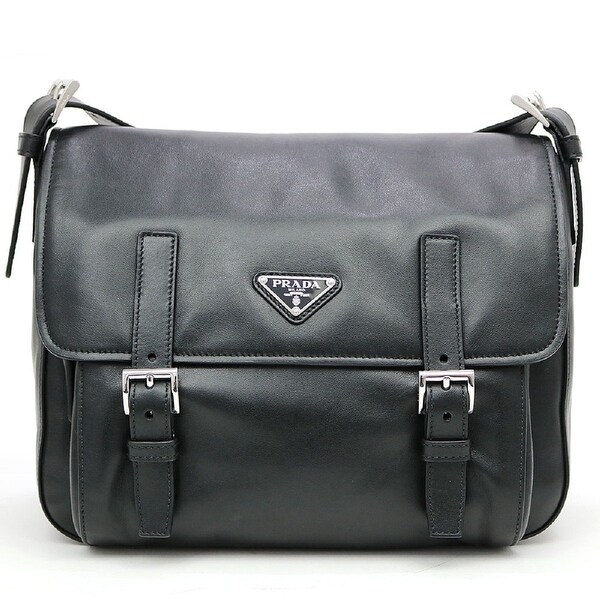 prada black leather shoulder bag