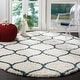 preview thumbnail 51 of 164, SAFAVIEH Hudson Shag Ogee Trellis 2-inch Thick Area Rug 3' Round - Ivory/Steel Blue - Round