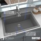 preview thumbnail 6 of 8, Karran QT-812 Top Mount 33 in. Large Single Bowl Quartz Kitchen Sink in Grey With Kitchen Faucet in Stainless Steel