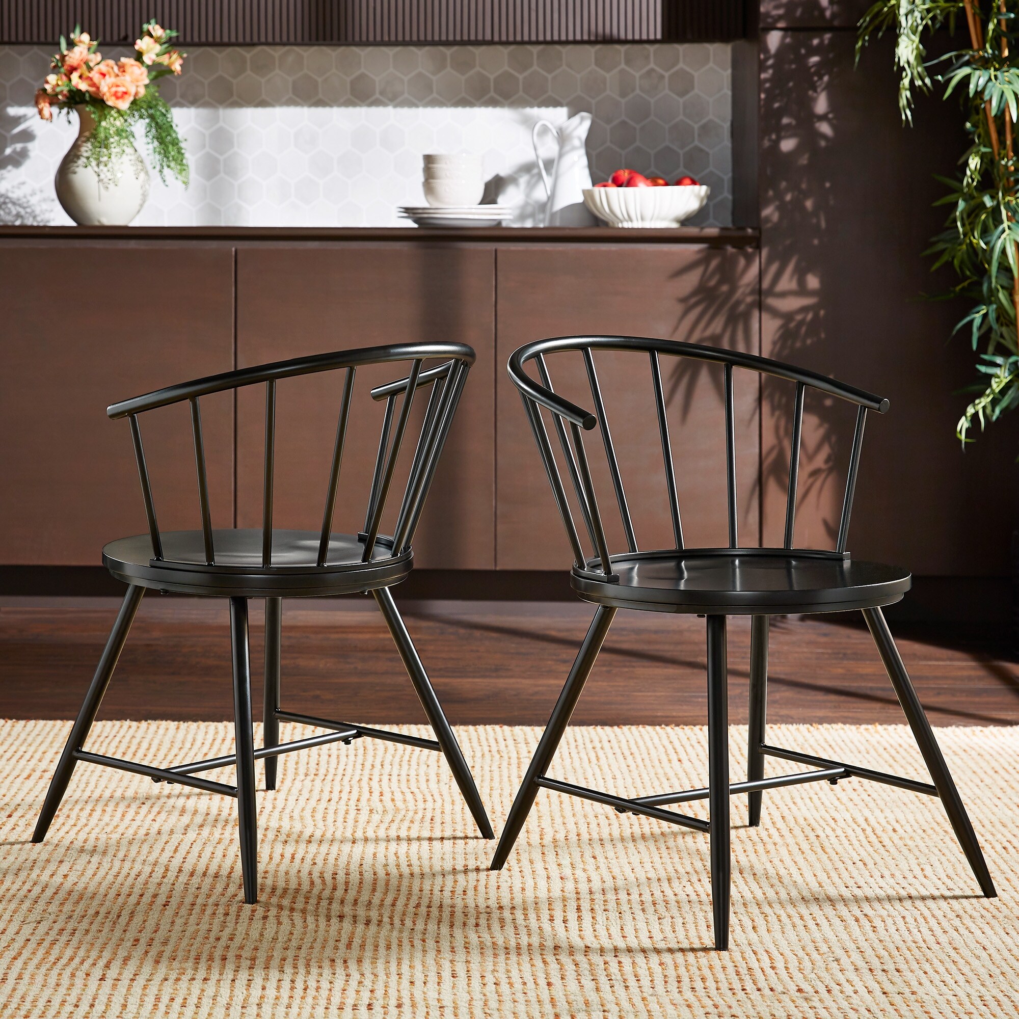 Truman Slope Low Back Windsor Metal Side Chairs (Set of 2) by