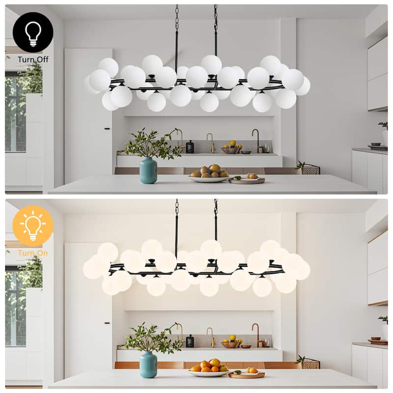 32-Light Mid Century Modern Chandelier Black Sputnik Light Fixture