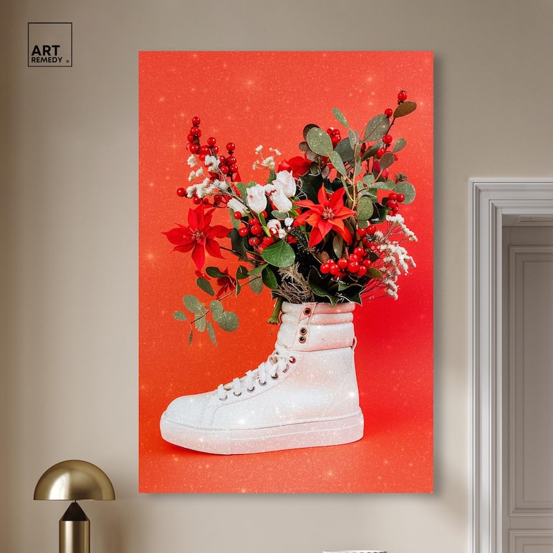 Christmas Sneaker Canvas by Art Remedy, Gallery Wrapped