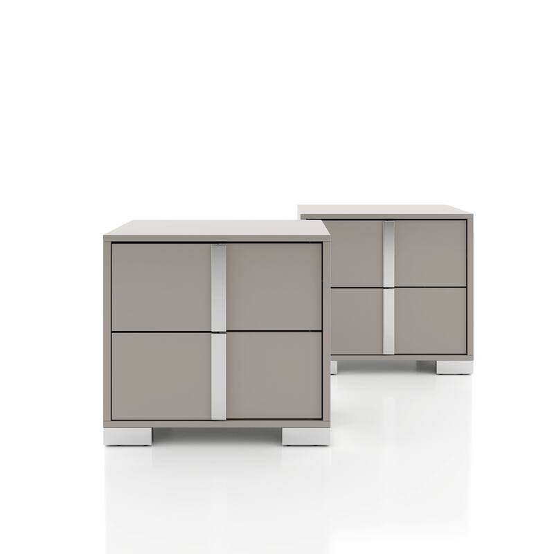 Furniture of America Erina Modern Glossy 2-drawer Nightstand (Set of 2)