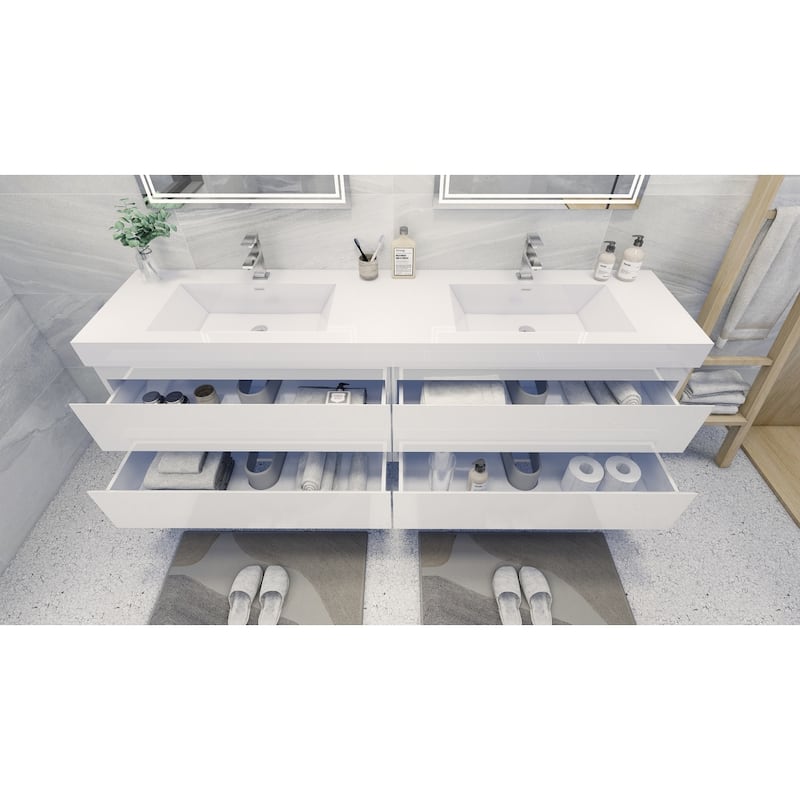 Baillie 84'' Wall-Mounted Vanity with Double Reinforced Acrylic Sink
