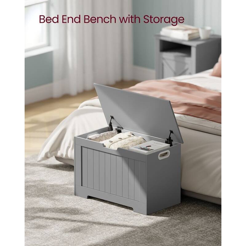 Wooden Storage Chest with 2 Safety Hinges, 29.9 Inches Wide - 15.7"D x 29.9"W x 18.9"H