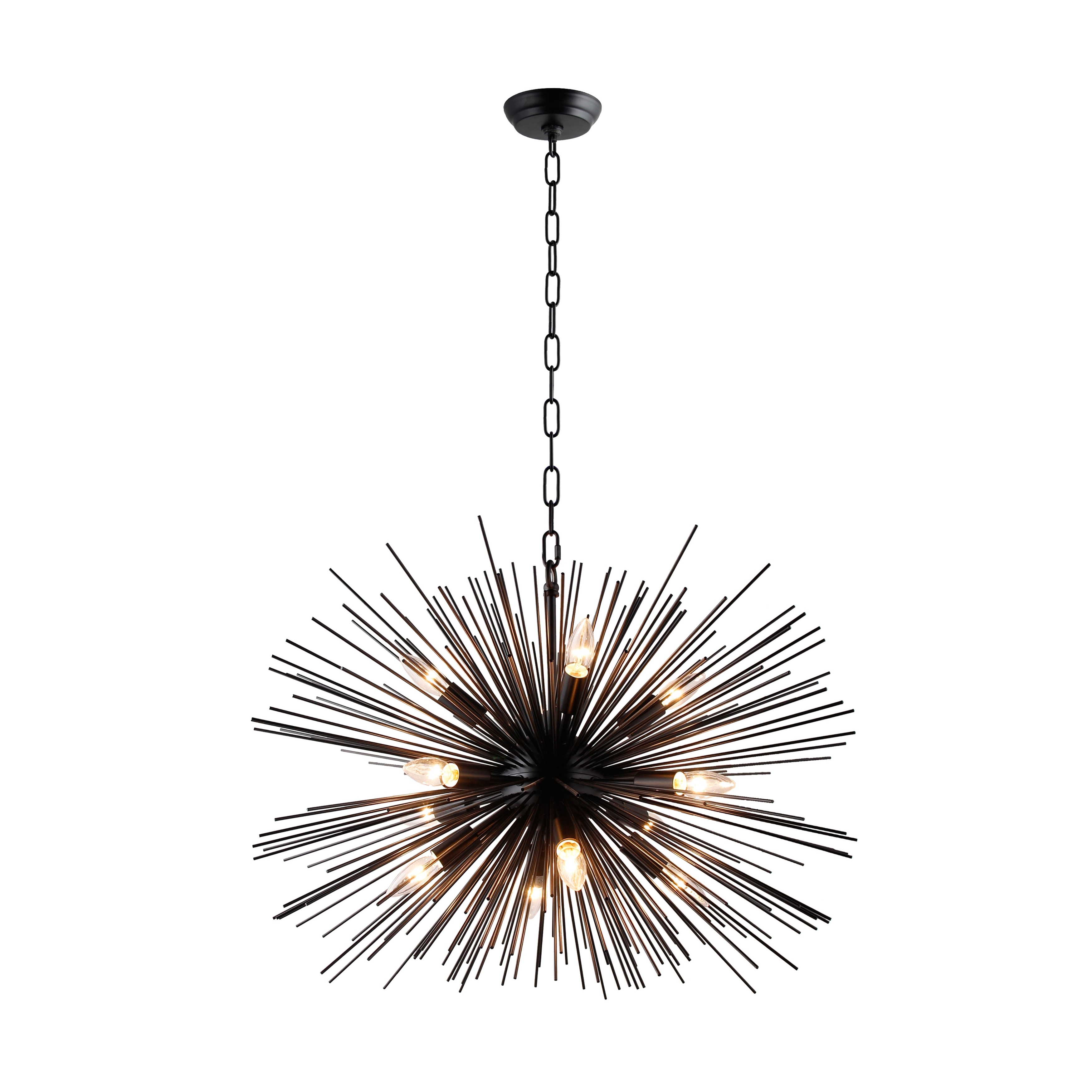 12 Light Sputnik Chandelier in Black finish - 29.40Wx29.40Lx21H in.