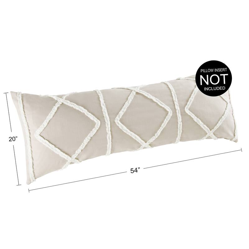 Sweet Jojo Designs Bohemian Boho Chic Body Pillow Case (Pillow Not Included) Linen Farmhouse Shabby Geometric Macrame Minimalist