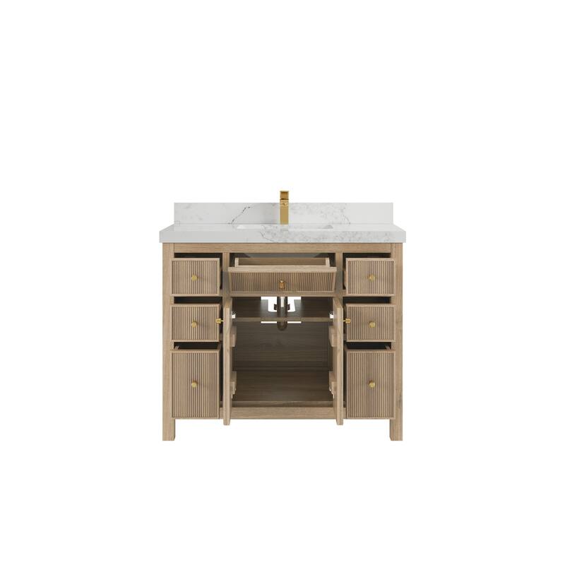 Willow Collections 42 in. W x 22 in. D Sonoma Teak Single Sink Bathroom Vanity with Countertop