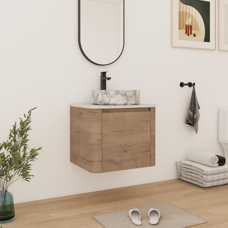 Bathroom Vanity With Sink In 24/30 Inch, Floating Bathroom Vanity With Soft Close Door