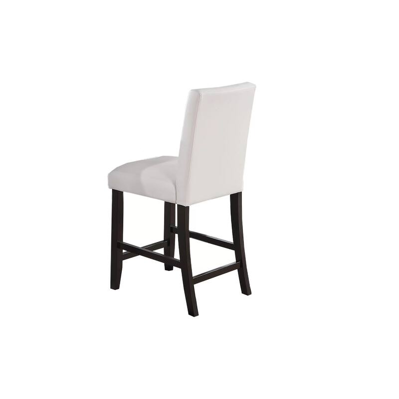 Wesley 5pc Dining Table Set, White Faux-Leather, Faux Marble, Dark Brown