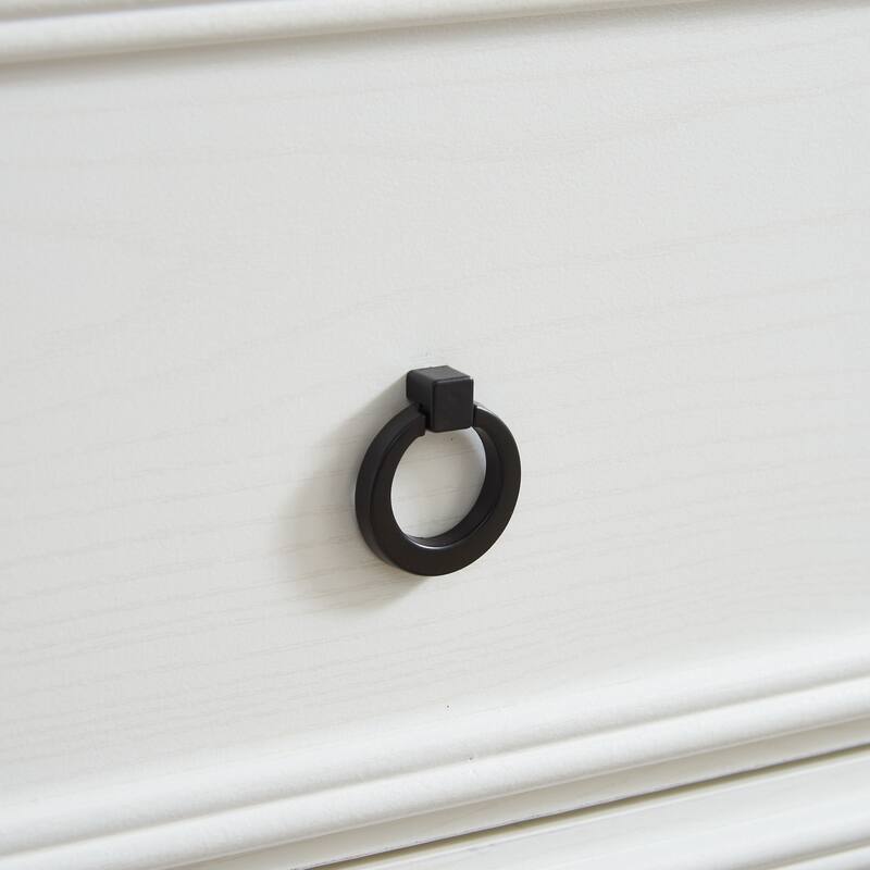 GDFStudio - White Modern Farmhouse 6-Drawer Dresser with Oak Grain Top and Smooth Metal Slides