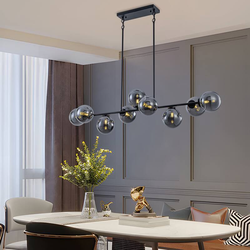 Starsky 9-Light Kitchen Island Linear Chandelier with Globe Bubble