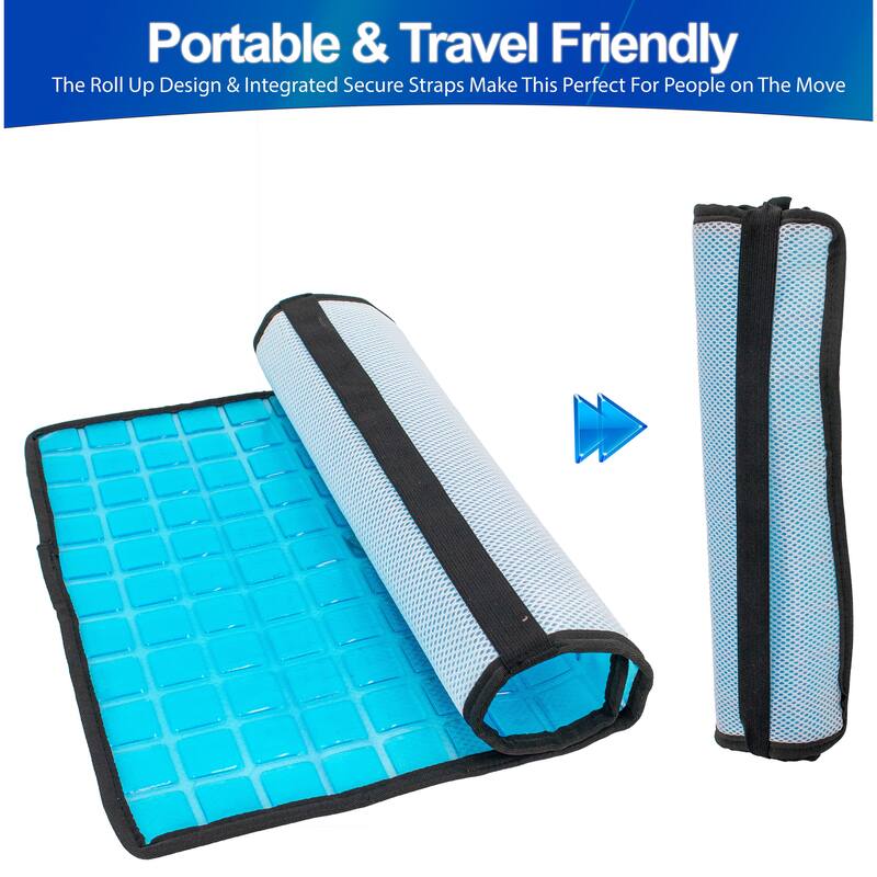 Cooling Gel Pillow Pad w Chill Gel Cells Cooling Mat For Hot Flashes, Dog & More