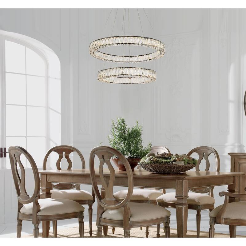 Indigo Home 32 inch LED double ring chandelier in black