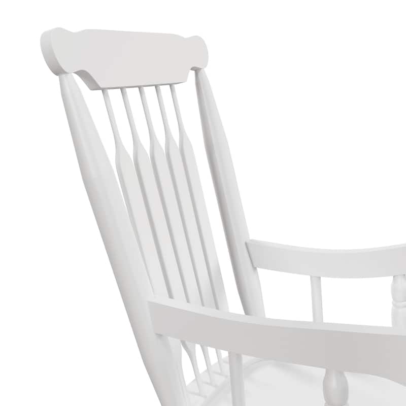 Outsunny Outdoor Wood Rocking Chairs Set of 2, 350 lbs. Porch Rockers with High Back for Garden, Patio, Balcony, White